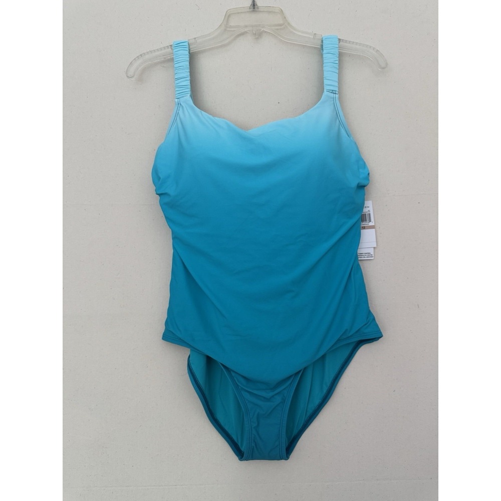 NWT Jantzen One Piece Swimsuit Women's Size 12 Bathing Suit In Ombré Freshwater